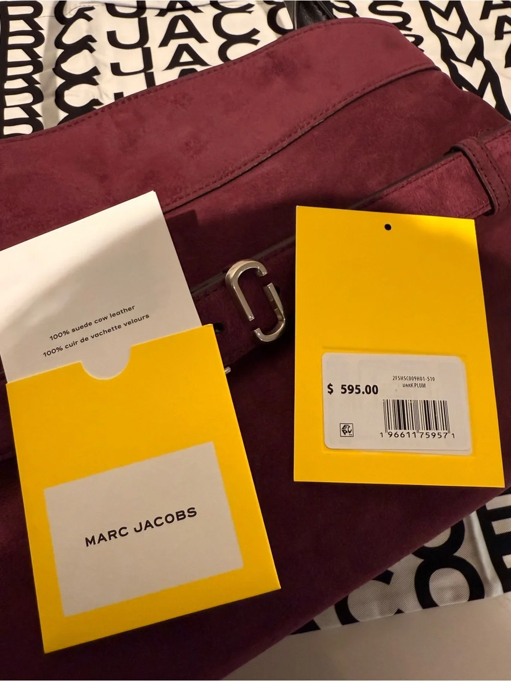 NWT Marc Jacobs the suede Dakota satchel - dark plum